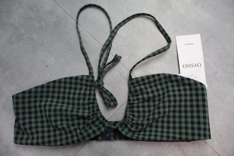 OYSHO Gingham Bandeau Bikini Top