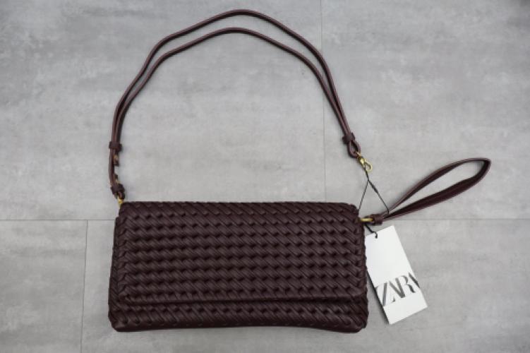 Zara Woven Leather Crossbody Bag